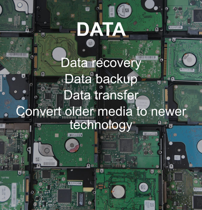 A compliation of hard drives representing data recovery, backup, transfer